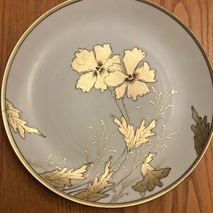 Elegant Vintage Gold and White Floral Plate 8.5 inches